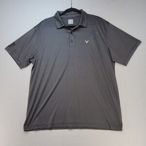 Callaway Polo Shirt Mens XL Gray Striped Short Sleeve Golf Performance